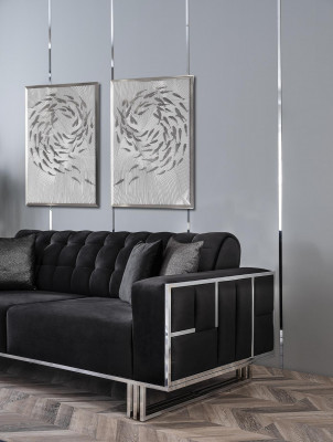 Kanapa Trzyosobowa Sofa Meble Meble Kanapy Sofy Czarny Podkładka