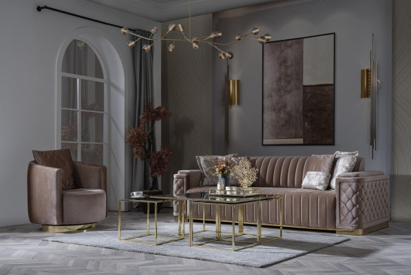 Luksusowa Kanapa 3+1 Meble Sofa Kanapy Zestaw sofowy Chesterfield 2-częściowy.