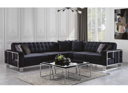 Luksusowa kanapa narożnikowa Włókienniczy Zestaw mebli narożnych Elementy metalowe Kanapa Sofa