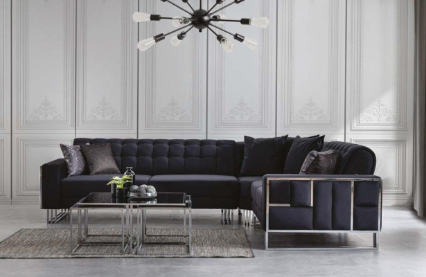 Luksusowa kanapa narożnikowa Włókienniczy Zestaw mebli narożnych Elementy metalowe Kanapa Sofa