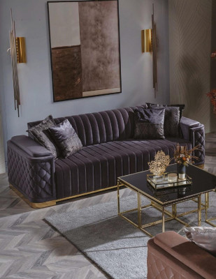Chesterfield Zestaw sofowy Couch Zestaw podkładek 3szt. Ustawić Sofę Kanapy Aksamit