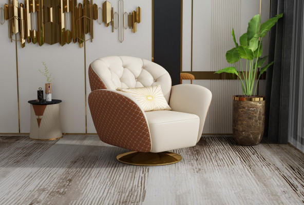 Fotel jednomiejscowy Relaks obrót o 360° Krzesło Podkładka skórzanaFotel Sofa Club