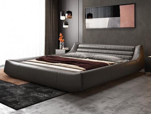 Designerskie łóżko podwójne Nowoczesne Hotel Skóra Materiał Podwójne łóżko