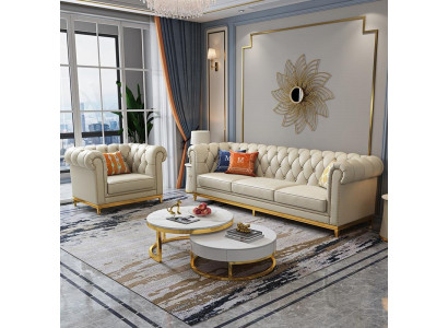 Design Żywy krajobraz Zestaw sofowy 3+1 miejsce do siedzenia skórzana sofa salonowa