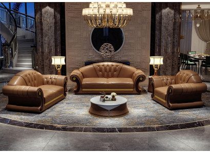 Chesterfield Sofa Kanapa Podkładka Kanapa 3-osobowa Kanapa Dekoracja Podkładka Skóra Nowość