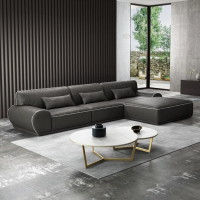 Design Narożnik Narożnikowa kanapa Nowoczesne sofy w kształcie litery L Sofa skórzana Żywy krajobraz Siedziba Sofa