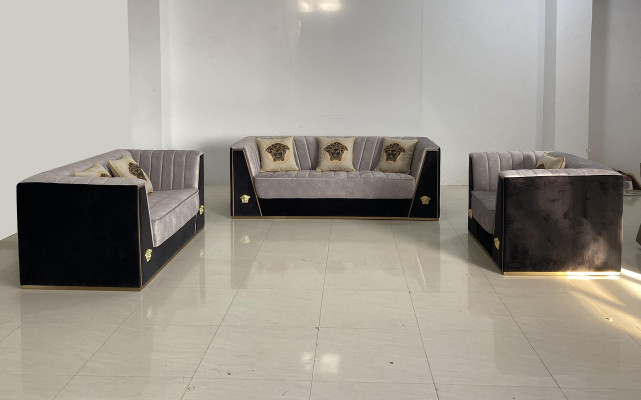 Luksusowa Sofa 2-osobowa Meble Design Podkładka Czarny Włókienniczy Aksamit Sofy Kanapy