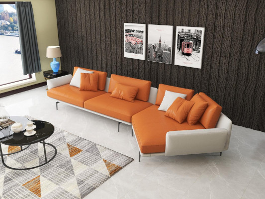 Narożnikowa kanapa Materiałowa kanapa w kształcie litery L Żywy krajobraz Ustawić Design Nowoczesna Sofa Nowe Sofy