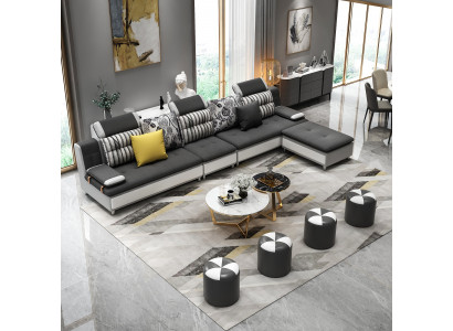 Żywy krajobraz Narożnikowa kanapa L-shape Nowoczesna sofa Sofa skórzana Narożnikowa kanapa Podkładka