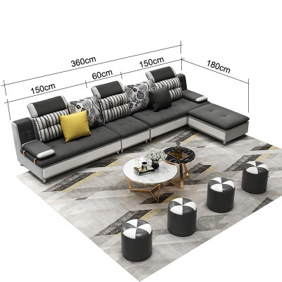 Żywy krajobraz Narożnikowa kanapa L-shape Nowoczesna sofa Sofa skórzana Narożnikowa kanapa Podkładka