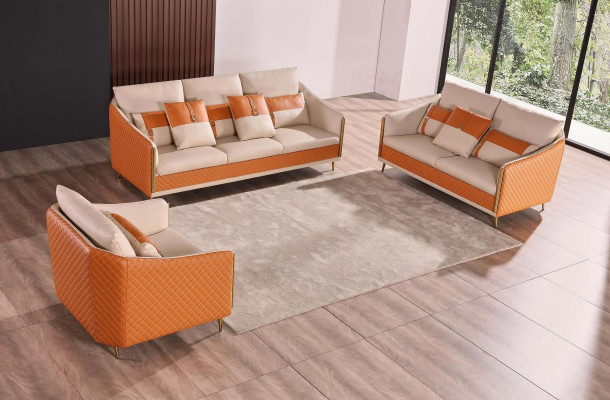 Designerska sofa Sofa 3 miejsce do siedzenia Nowoczesna sofa Żywy krajobraz Skórzana sofa