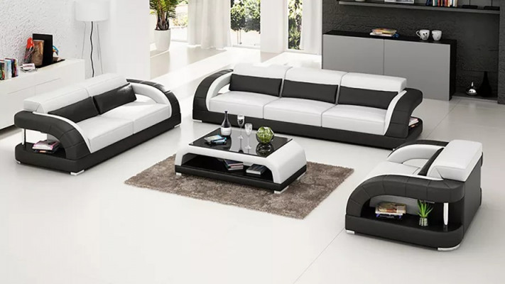 Żywy krajobraz Zestaw sofowy 3+2+1 miejsce do siedzenia Designerska sofa Skórzana sofa Nowoczesna sofa