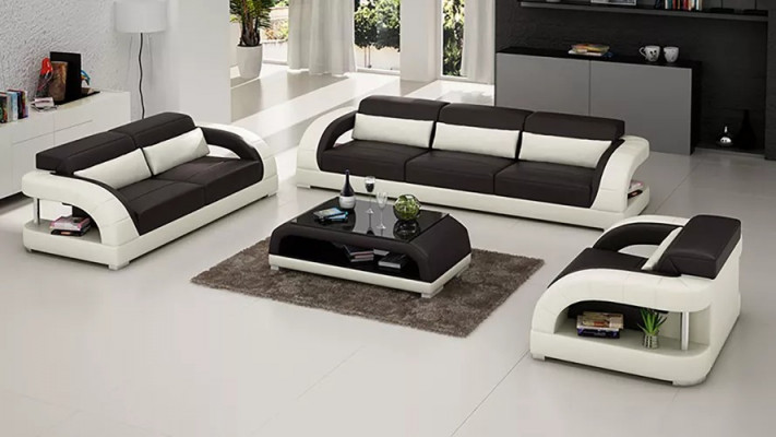 Żywy krajobraz Zestaw sofowy 3+2+1 miejsce do siedzenia Designerska sofa Skórzana sofa Nowoczesna sofa