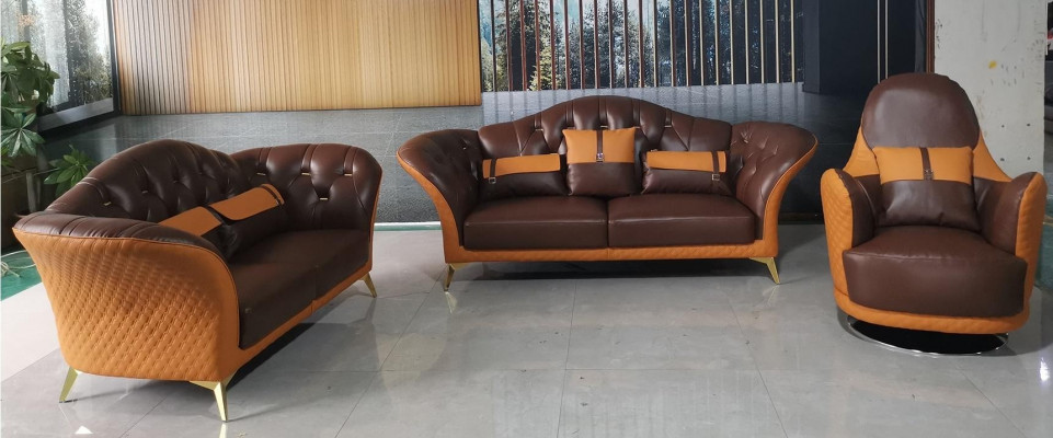 Zestaw sofowy 3+2+1 miejsce do siedzenia Żywy krajobraz Sofa Kanapa Podkładka Ustawić Sofę skórzaną