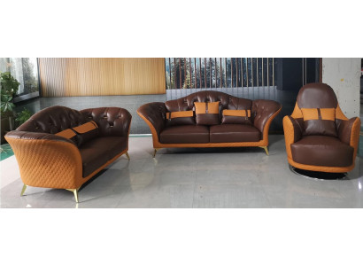 Zestaw sofowy 3+2+1 miejsce do siedzenia Żywy krajobraz Sofa Kanapa Podkładka Ustawić Sofę skórzaną