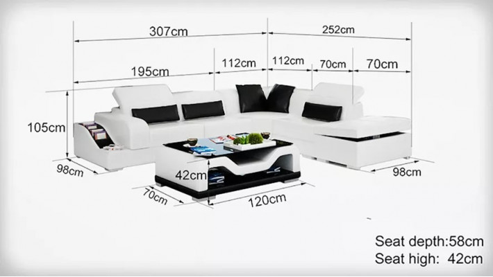 Ustawić zestaw narożny Sofa Skórzana sofa Narożnikowa kanapa Podkładka Podkładka Couch Żywy krajobraz