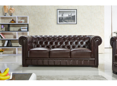 Sofa trzyosobowa Podkładka designerska sofa Nowoczesna trzyosobowa sofa Siedziba Chesterfield brązowa