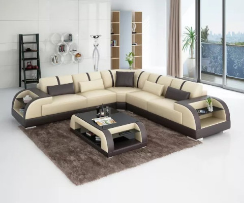 Design Nowoczesna Narożnikowa kanapa Meble do Salonu Narożnik Skórzana Kanapa Tapicerowana