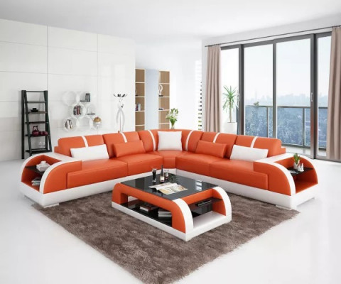 Design Nowoczesna Narożnikowa kanapa Meble do Salonu Narożnik Skórzana Kanapa Tapicerowana