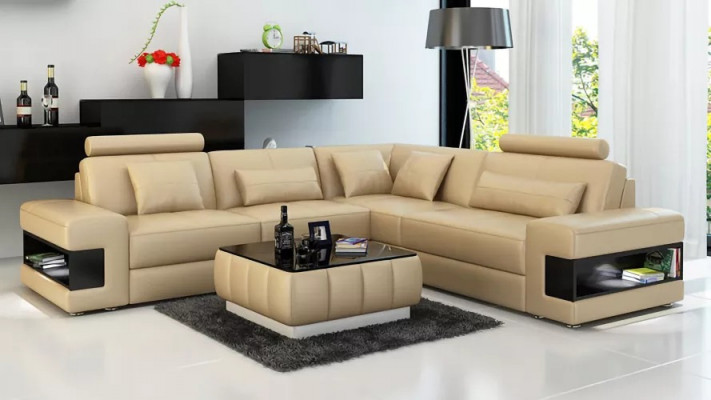 Design Narożnikowa kanapa Deco Meble do Salonu Nowoczesny Narożnik Kanapa Tapicerowana Skórzanie