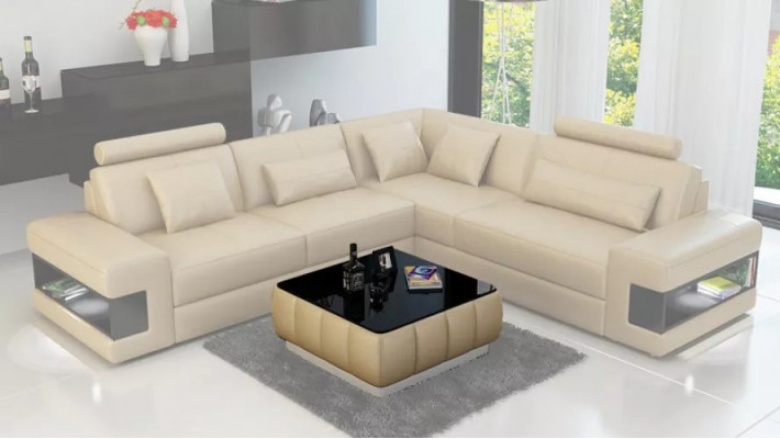 Design Narożnikowa kanapa Deco Meble do Salonu Nowoczesny Narożnik Kanapa Tapicerowana Skórzanie
