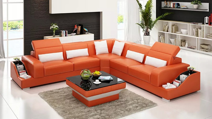 Zestaw narożny Sofa Skórzana sofa Narożnikowa kanapa Podkładka Podkładka Kanapa Ustawić Żywy krajobraz