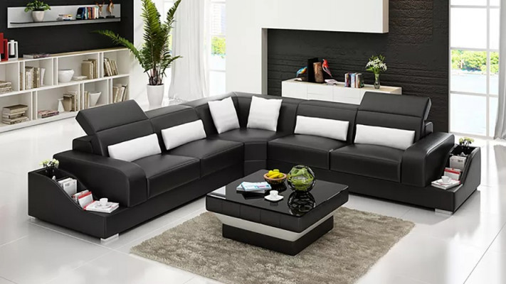 Zestaw narożny Sofa Skórzana sofa Narożnikowa kanapa Podkładka Podkładka Kanapa Ustawić Żywy krajobraz