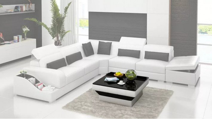 Zestaw narożny Sofa Skórzana sofa Narożnikowa kanapa Podkładka Podkładka Kanapa Ustawić Żywy krajobraz