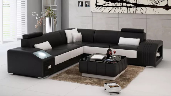 Projekt Narożnikowa kanapa salonowa kanapa narożna skórzana tapicerka kanapa sofa w kształcie litery L