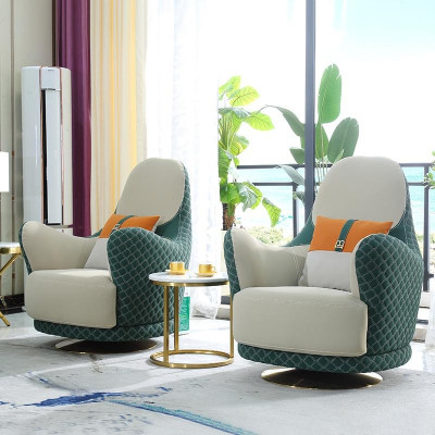 Zestaw sofowy 3+2+1 miejsce do siedzenia Skóra Sofa Sofa Ustawić Design Beige Green