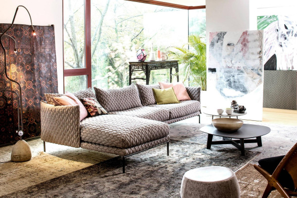 Narożnikowa kanapa Kanapa w kształcie litery L Żywy krajobraz Ustaw Design Sofa Modern Materiał Włókienniczy Nowość