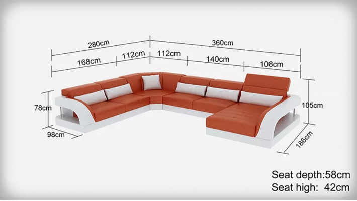 Design Narożnikowa kanapa Meble do Salonu Nowoczesny Narożnik Skórzana Kanapa Tapicerowana