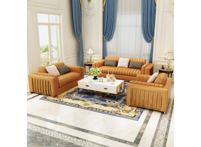 Luksusowa Sofa Skórzana Kanapa Żywy krajobraz Ustawić Design Nowoczesne Sofy Sofa 3+2+1 Nowość