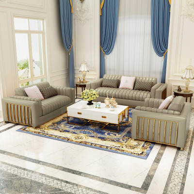Luksusowa Sofa Skórzana Kanapa Żywy krajobraz Ustawić Design Nowoczesne Sofy Sofa 3+2+1 Nowość