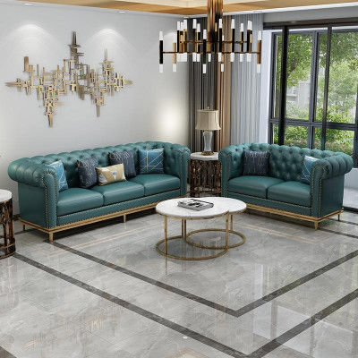 Zestaw sofowy 3+2 miejsce do siedzenia Skórzana sofa Nowoczesna sofa Designerska sofa New Chesterfield