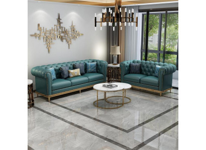 Zestaw sofowy 3+2 miejsce do siedzenia Skórzana sofa Nowoczesna sofa Designerska sofa New Chesterfield