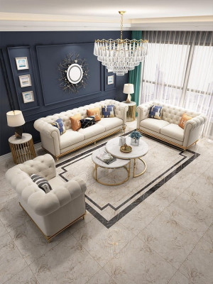 Zestaw sofowy 3+2 miejsce do siedzenia Skórzana sofa Nowoczesna sofa Designerska sofa New Chesterfield