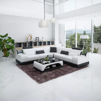 Design Narożnikowa kanapa Salon Nowoczesna Narożna Kanapa Skórzana Tapicerowana Sofa