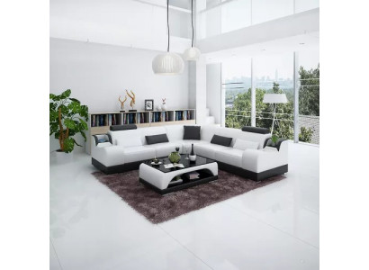 Design Narożnikowa kanapa Salon Nowoczesna Narożna Kanapa Skórzana Tapicerowana Sofa