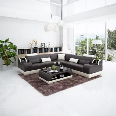 Design Narożnikowa kanapa Salon Nowoczesna Narożna Kanapa Skórzana Tapicerowana Sofa