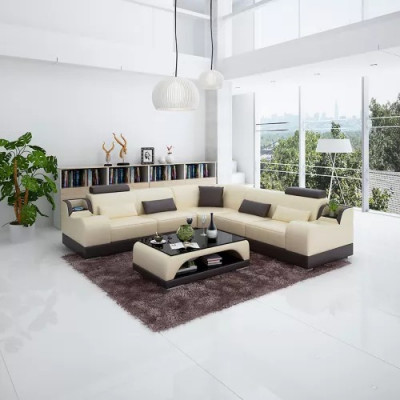 Design Narożnikowa kanapa Salon Nowoczesna Narożna Kanapa Skórzana Tapicerowana Sofa