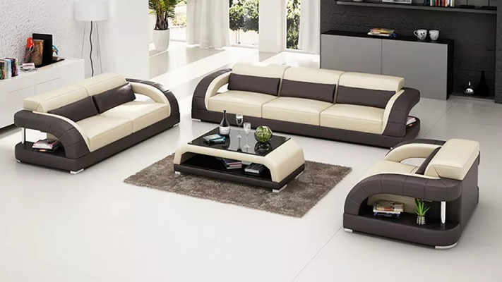 Skórzana sofa Zestaw sofowy 3+2+1 miejsce do siedzenia + stolik kawowy Skórzana sofa Nowoczesna sofa
