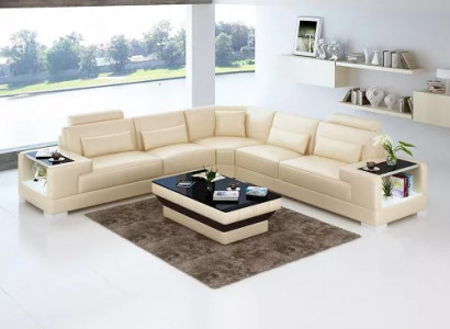 Designerska sofa do salonu Meble narożnikowa Narożnikowa kanapa skórzana kanapa