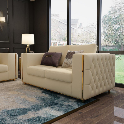 Żywy krajobraz Zestaw sofowy 3+2+1 miejsce do siedzenia Skórzana sofa kanapa Ustawić Chesterfield