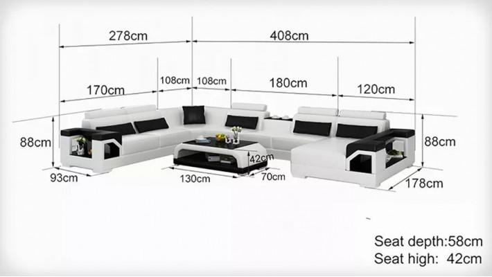Design Narożnikowa kanapa Meble do Salonu Dekoracja Nowoczesny Narożnik Kanapa Skórzana Tapicerowana