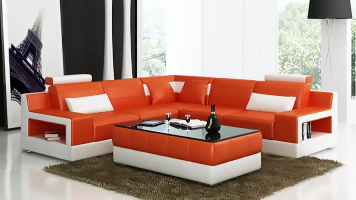 Salon Skóra xxl sofa krajobrazowa nowoczesne designerskie poduszki narożne