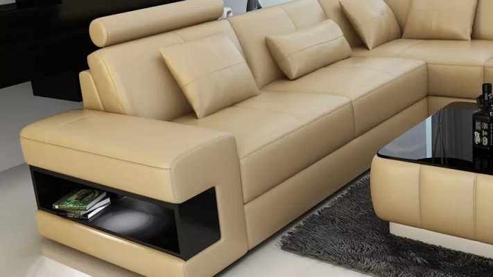 Narożnikowa kanapa narożnik projekt salonu meble skórzana tapicerka kanapa sofa