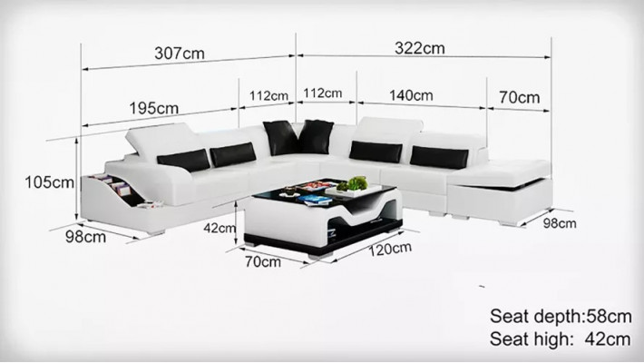 Design Meble Narożnikowa kanapa salonowa narożnik kanapa skórzana tapicerka kanapa sofa