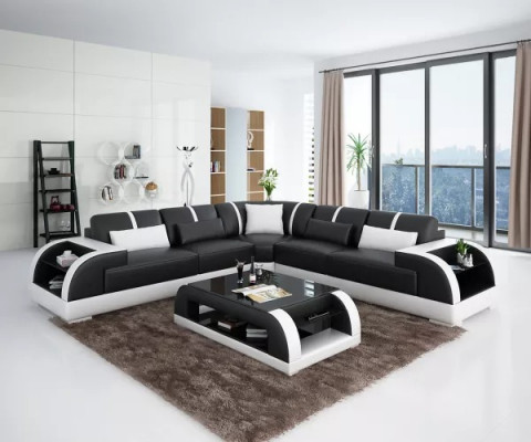 Designerska sofa Meble narożnik Narożnikowa kanapa do salonu skórzana kanapa tapicerowana