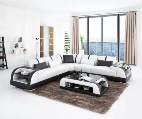 Designerska sofa Meble narożnik Narożnikowa kanapa do salonu skórzana kanapa tapicerowana